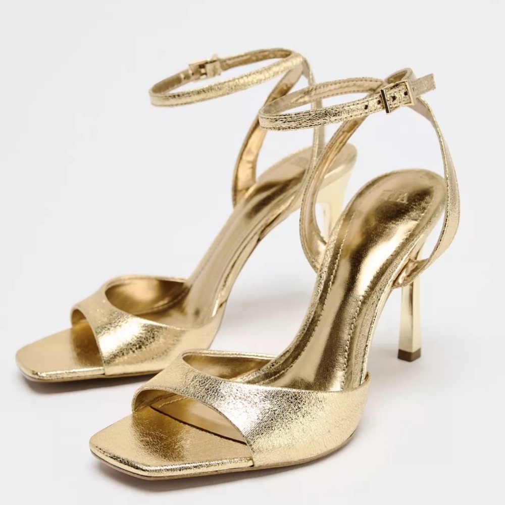 Zara Gold Heeled Sandals